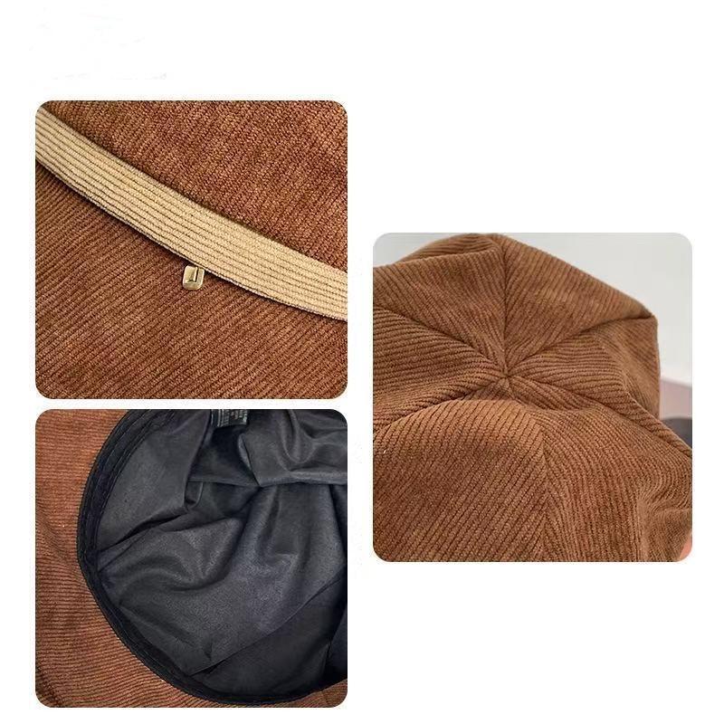 Fashion Women's Corduroy Hat Autumn Winter Warm Fisherman Cap Retro Casual Versatile Bucket Cap Solid Color Outdoor Pile Cap