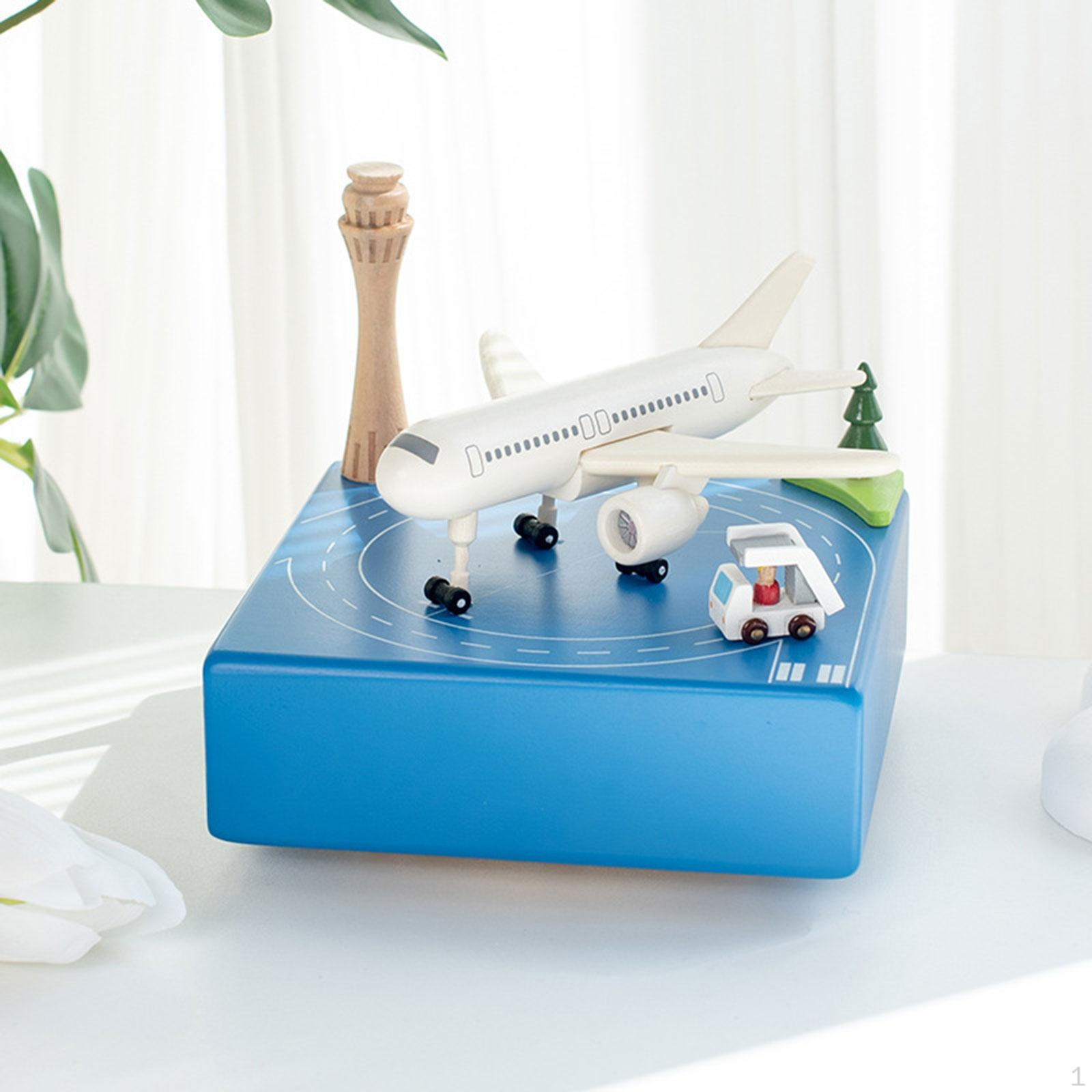 

Деревянная музыкальная шкатулка Ручной работы Самолеты и Машины Вращающаяся Детская Семейная Подруга Рождество Настольная