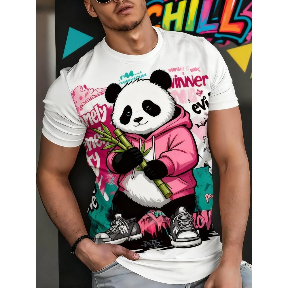 Cartoon Animal Print Men's T-Shirts Funny 3D Wolf Pattern Oversized Short Sleeve Streetwear Casual O-neck T-Shirts