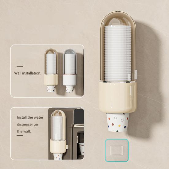 Yousheng Wall Mount Disposable Cup Dispenser Large Capacity Dustproof Transparent Design Easy to Install Water Cooler Cup Holder