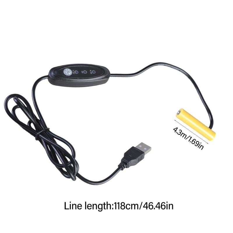 118cm Dummy Battery Adapter USB Power Supply Cable Cord Replace 1pc to 3pcs 1.5V LR03 3A Batteries for Fan Toy Tools