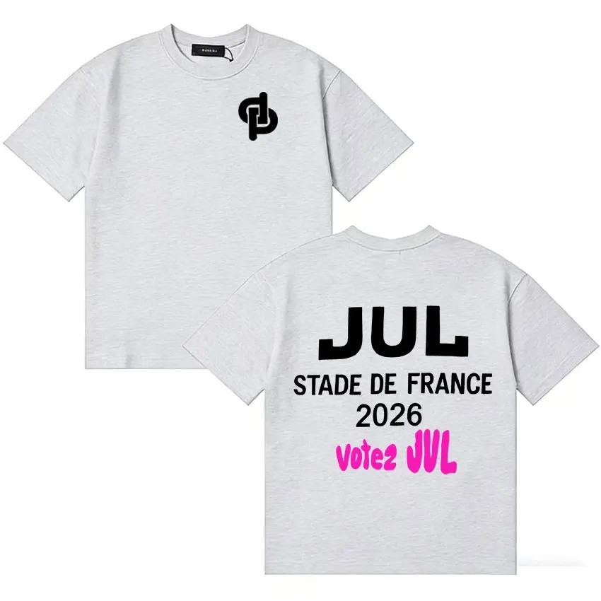 

Black Oversized French Rapper Jul Stade de France 2026 Votez Jul Double-Sided Tour Women And Men T-shirts XXXL