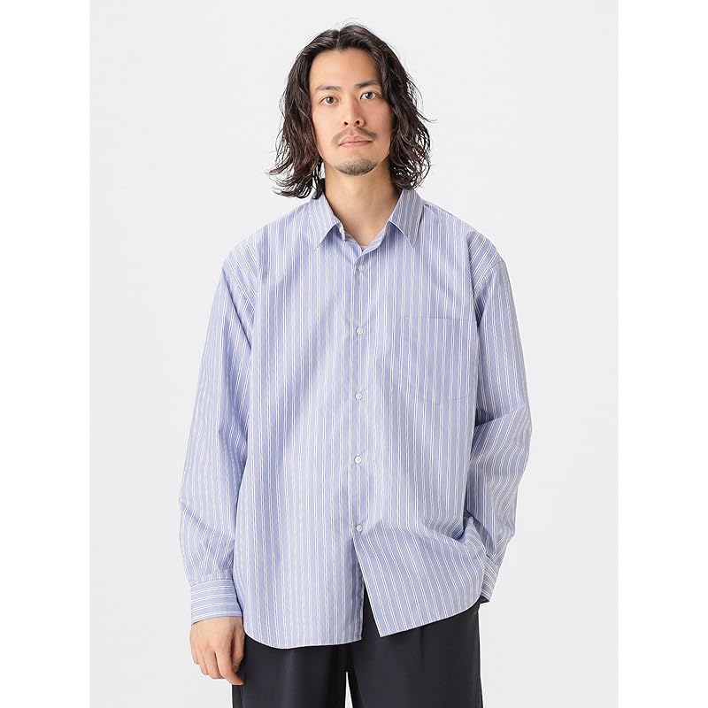 [Beaming life store by BEAMS] L/S shirt polyester broad regular color shirt 25SS men's BLUE_STRIPE S_92110375147