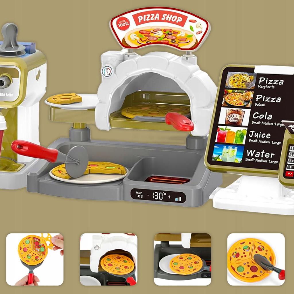 [PACZB] Interactive Pizzeria Coffee Machine Cash Register + Accessories Z3145