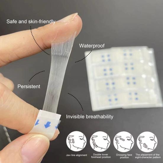 200Pcs Invisible Face Lift Tape Thin Breathable Waterproof Stretchable Face Shaper Double Chin Neck Sagging Skin Tightening Slimming Lifting Patch
