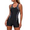 Women's Printed Patchwork Sports Competitive One-Piece Swimsuit