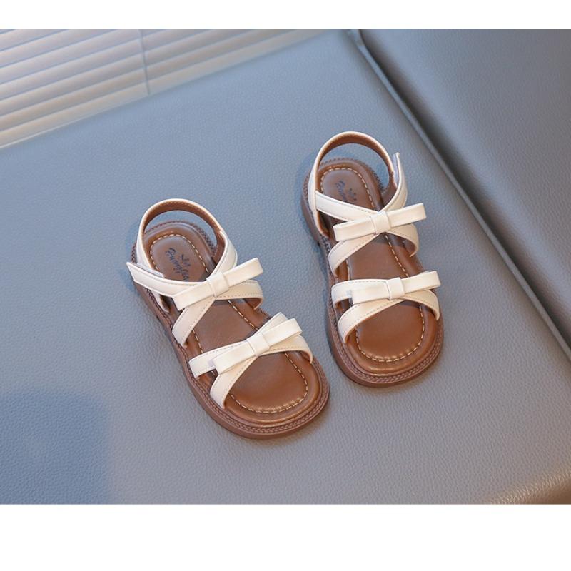 

New Summer Girls Sandals, Korean Style Bow Princess Shoes, Stylish Beach Sandals for Toddler Girls 36 бежевий