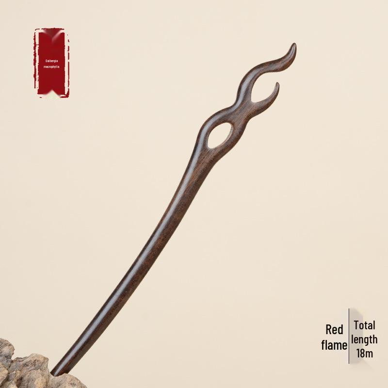 High-End Natural Ebony Wood Hairpin - Extended Chinese Ancient Style Black Hair Bun Accessory