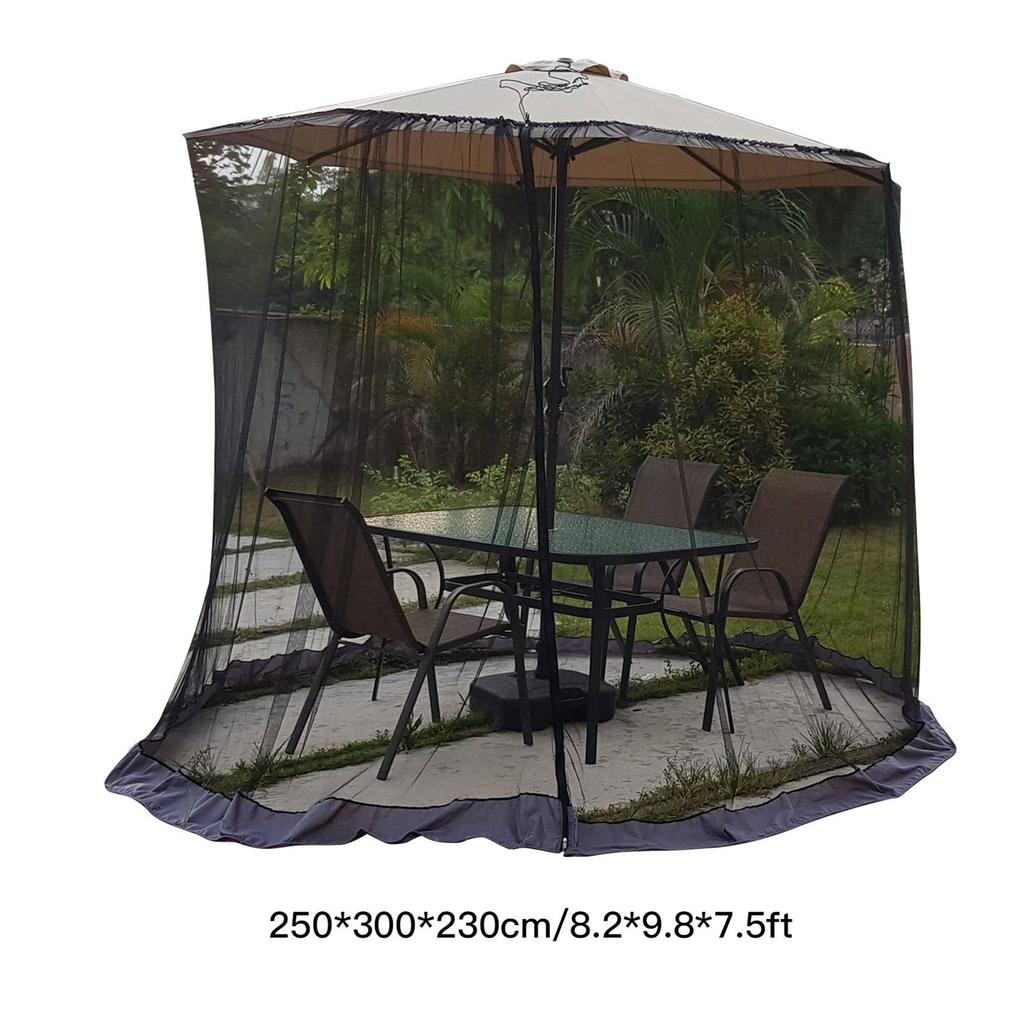 Sombrilla de Exterior Red Anti-Mosquitos Cenador Red Anti-Mosquitos Carpa Paraguas Recto--A2 Tipo Paraguas de Brazo Curvo Plátano 250-300C