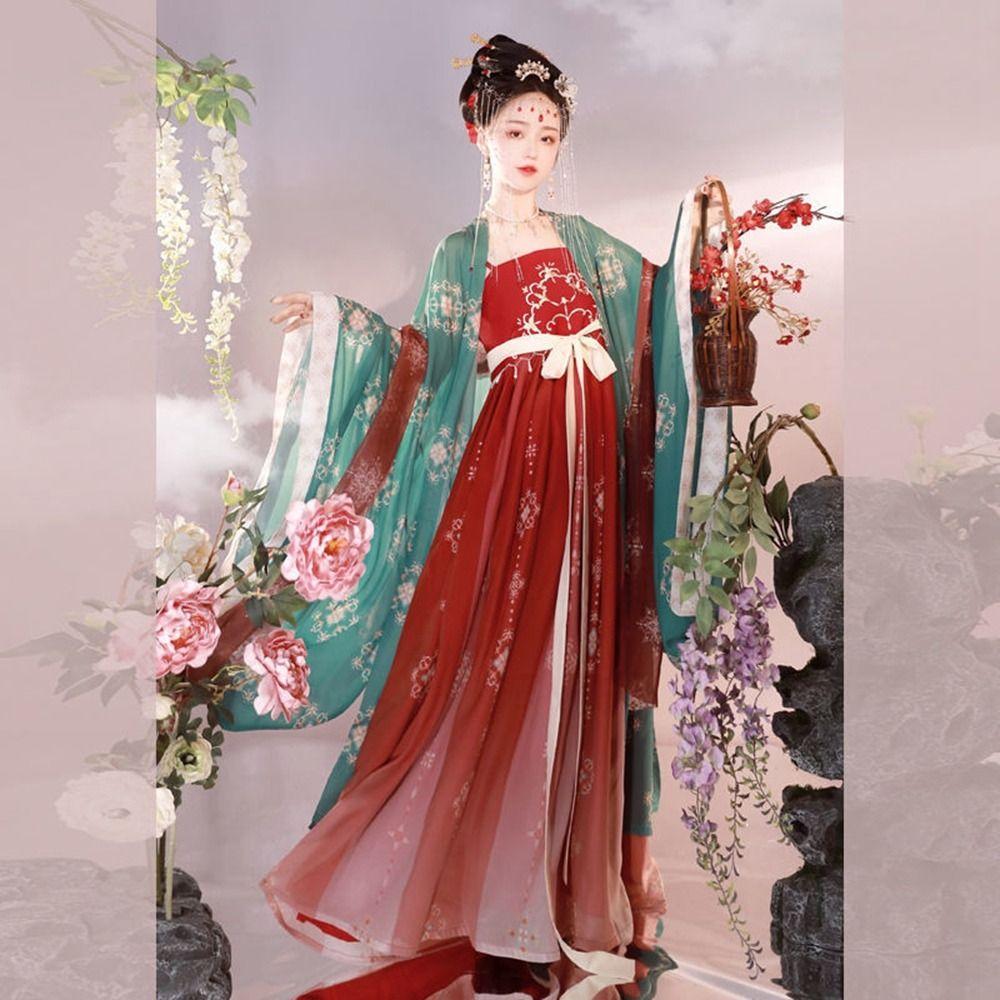 Vintage Folk Dance Women Chinese Cloth Cosplay Robe Dress Hanfu Outfit Ancient Stage Costumes