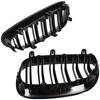 BMW 5 E60 / E61 03-10 Kühlergrill zwischen den Scheinwerfern (Nieren) Set links + rechts SCHWARZ GLÄNZEND DOPPELSTREBE GEKRÜMMTE LAMELLEN
