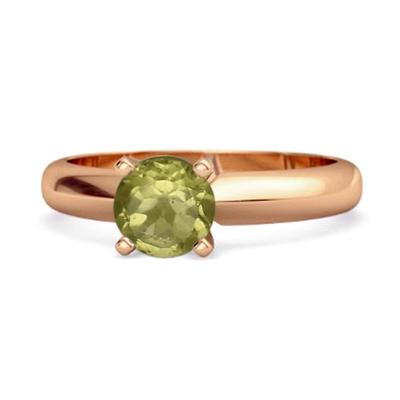 Solitaire 0,25 Cts Péridot Taille Brillant Argent Sterling 925 Vermeil Or Rose Bague de Promesse