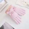 Down Cotton Plush Thickened Gloves Soft Ears Finger Mittens All-Match Bow Anti-cold Mittens  Daily