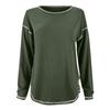 T-shirt Femme Couleur Lâche Boutonnage Bord Irrégulier Manches Longues