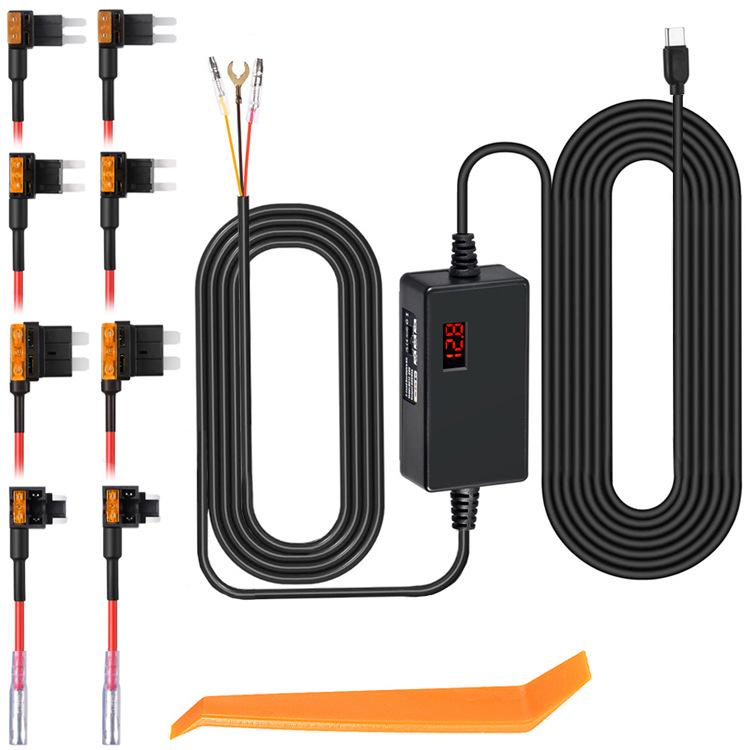 Caricabatteria per auto a tensione regolabile con dash cam time-lapse e display digitale