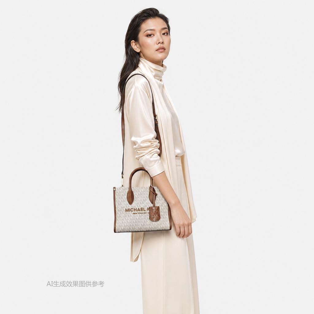 [Pre-Owned] MK Mirella 19 Classic Letter Print Logo Zipper Closure Coated Canvas Handheld Shoulder Crossbody Bag Small - Very Good #16EPF2S