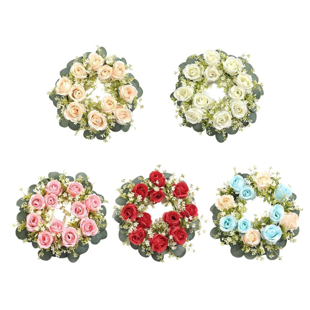 23/33cm Size Artificial Flowers Wreath Silk Material Garland Style Artificial Flowers Garland Wreath Shape Silk Fake Flower