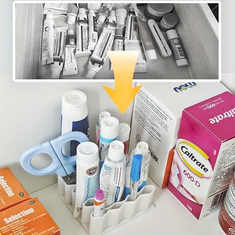 32-Slot Ointment Organizer | Medicine Storage Compartments, Multi-Use Holder for Medicine Cabinet Wall, Countertop, Vanity, Drawer, Makeup Tools