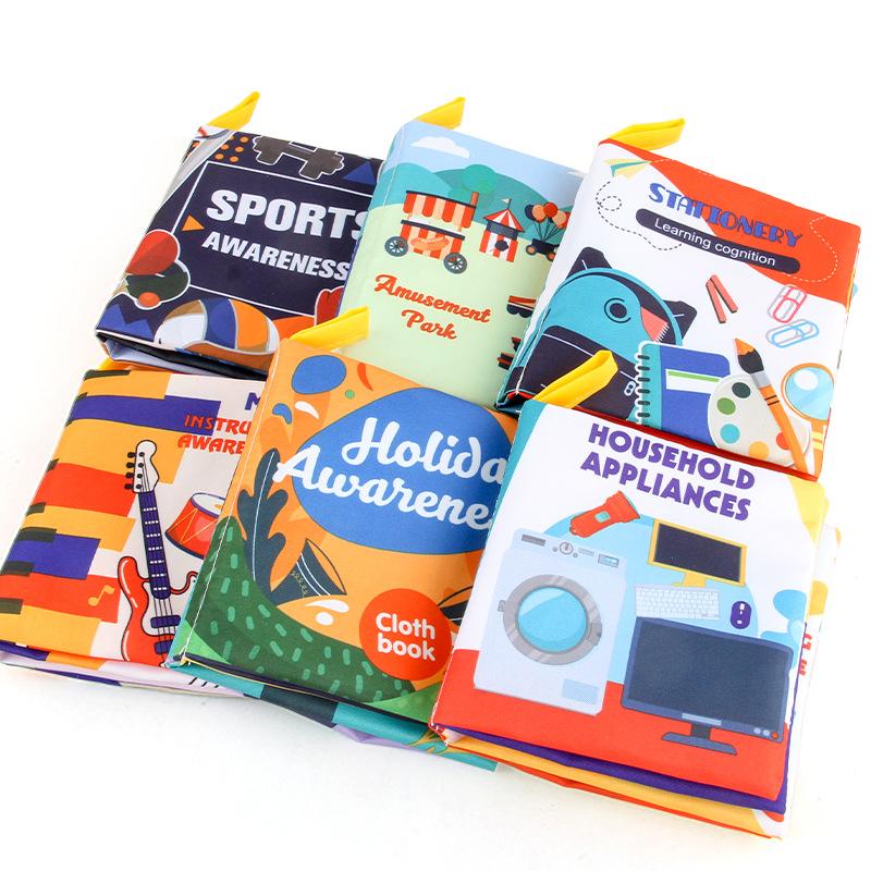 Three-Dimensional Baby Cloth Book Early Education Toy, Can'T Tear Palm Book Early Education Cognition Baby Cloth Book With Sound Paper Set