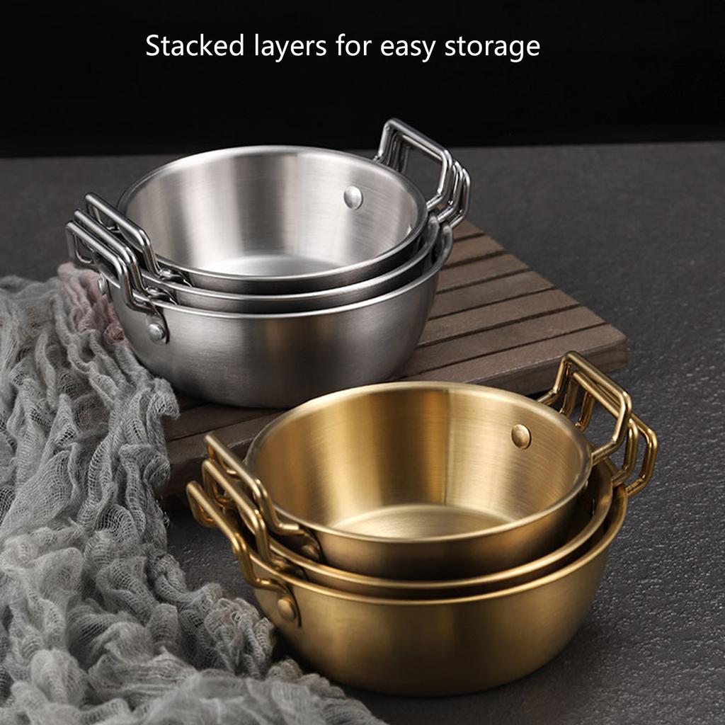 Eleganter 304 Edelstahl Lebensmittelbehälter für Salate und Suppen Suppenschüssel mit Griff Küchenzubehör