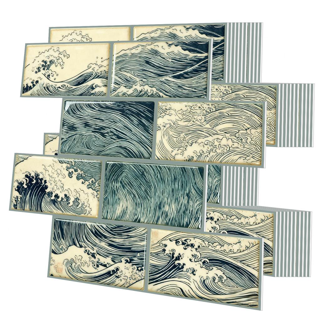 10Pcs Modern Minimalist Mosaic Stick on Backsplash for Kitchen," Peel and Stick Self Adhesive Wall Tiles Back Splashes for Bathroom Brown Marble Look