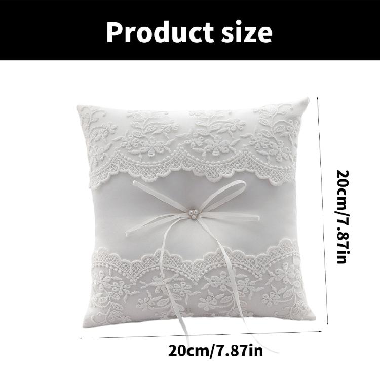 Romantics White Wedding Rings Pillow Lovely Bowknot Pattern Pillow European Styles for Wedding Parties