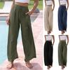 Summer Plain-color Loose High-waist Wide-leg Long Pants for Women