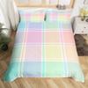 Pastel Plaid Duvet Cover Queen King Size Geometric Striped  Watercolor Gradient Themed Bedding Set 3 Pcs For Kids Toddler Girls