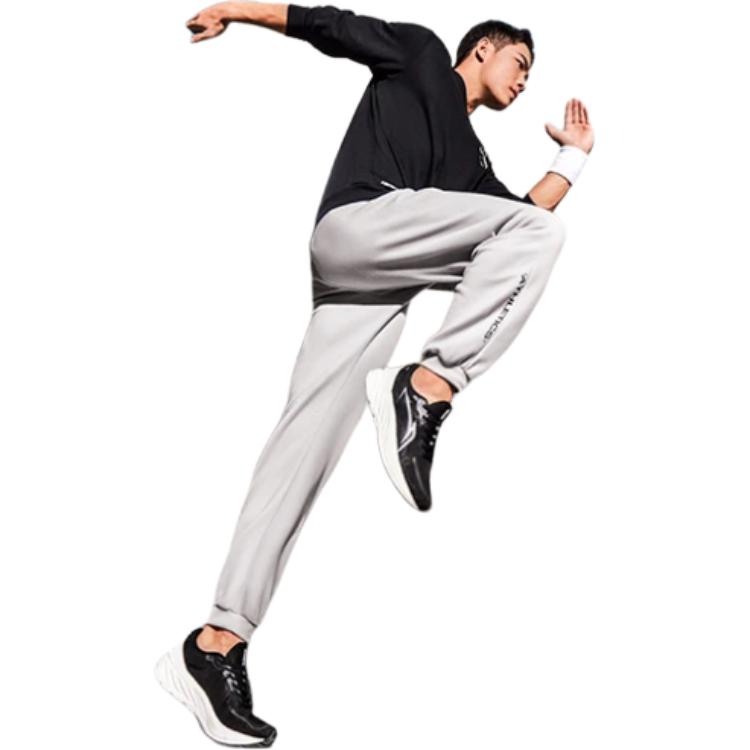 Li Ning Fitness Series Solid Color Logo Jogger Pants Men Bottoms Coin-Gray AKLT539-2