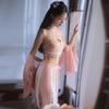 Extremely Hanfu Court Soft Chinese Style Maid Maid Photo Free Pink Sheer Halter Neck [Qeozts] Cosplay, Sexy, Sexy, Cute, Set, Style, Temptation,