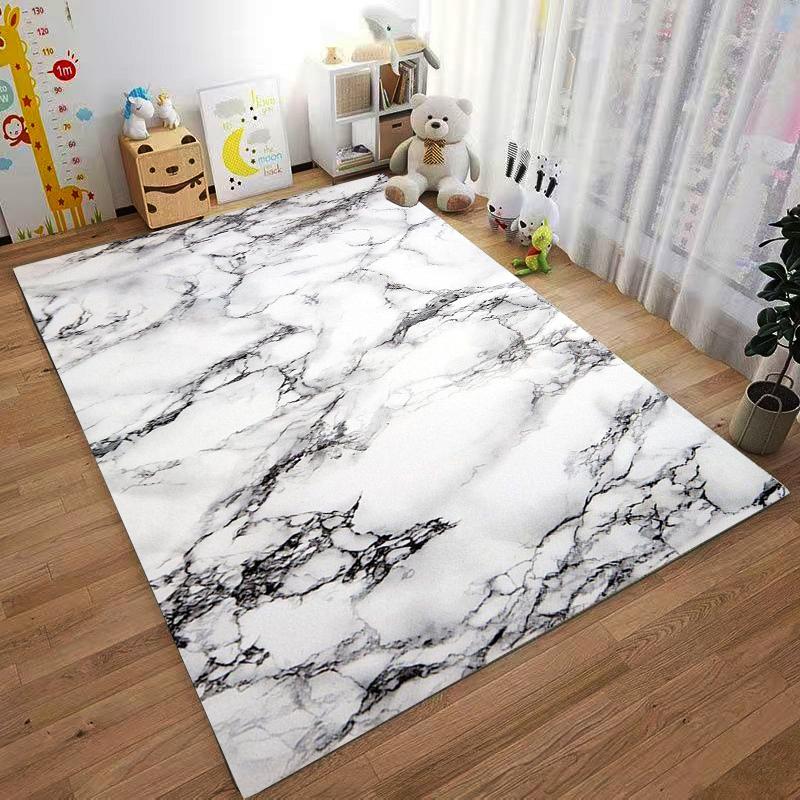 Marble Pattern Area Rug, Modern White and Black Carpet for Home Decor Suitable for use as an anti-slip for living room bedroom sofas