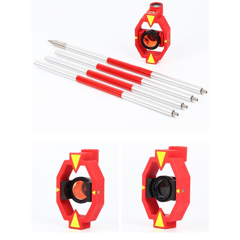 Total Station Measuring Rod Kit Aluminum Alloy 4 Pole 17.5mm Constant Glass Mirror For Surveying Tunnel Mining Highway Inspectio