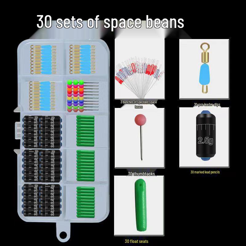 Space Bean Super Tight Silicone Anti-Tangle Fishing Set: 8-Shaped Ring, Scaled Lead Float, Sub-line Clip, Gear Accessories.