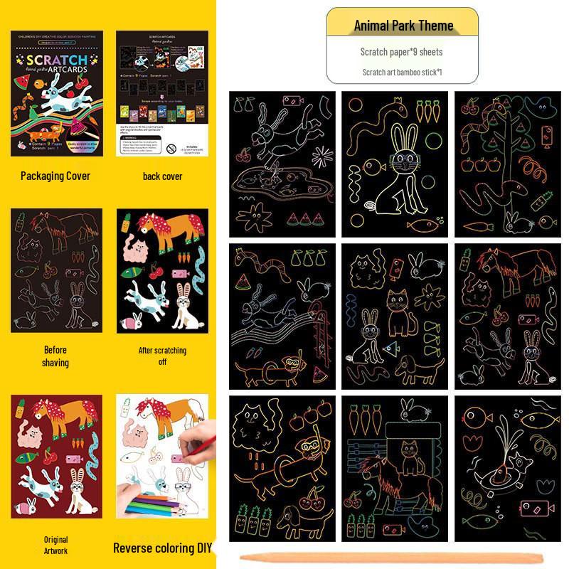 Children's Scratch Art Fun Creative DIY Doodle Painting Book - Perfect Gift for Kids