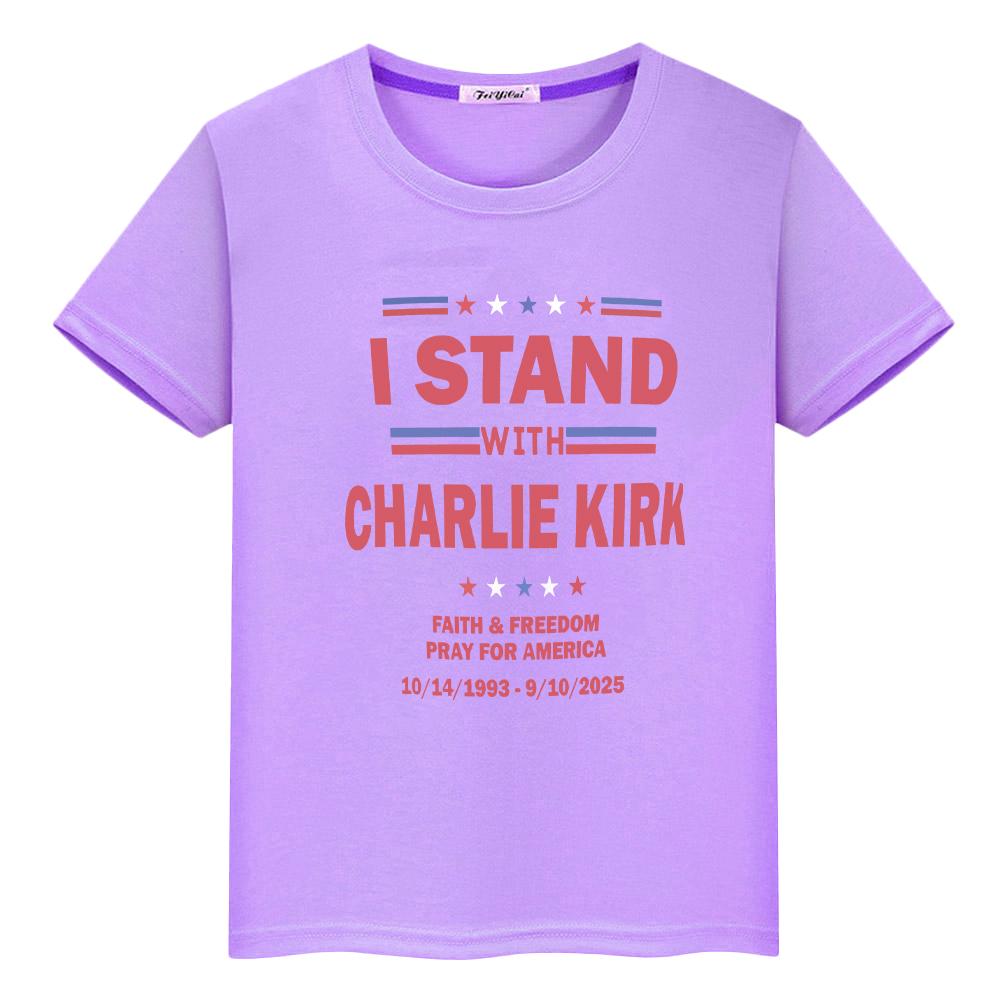 Charlie Kirk FREEDOM100%Cotton print Anime Short t shirt for kids boy 10year cartoon Tops Halloween Tees y2k kids clothes girls