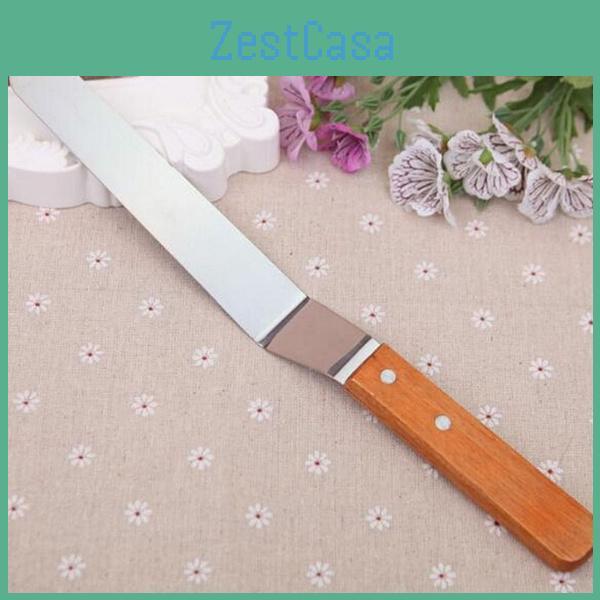 Professional Stainless Steel Wooden Handle Cake Decorating Spatula Set 4-inch 5-inch 10-inch