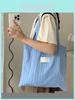 Chic Striped Canvas Tote Bag Street Style Large Capacity Shoulder Bag For Women