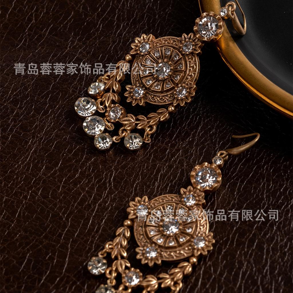 New French Court Style Earrings Set With Diamonds Zircon Tassels Antique Round From Manufacturer
