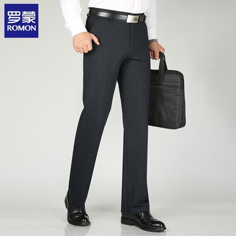 Romon Men's Business Casual Straight Fit Elastic Pants