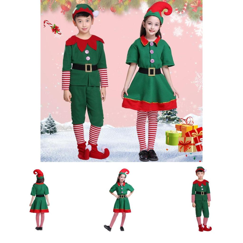 Delightful Christmas Elf Cosplay Costume Couple Outfit For Fancy Dress Xmas Party Role Play