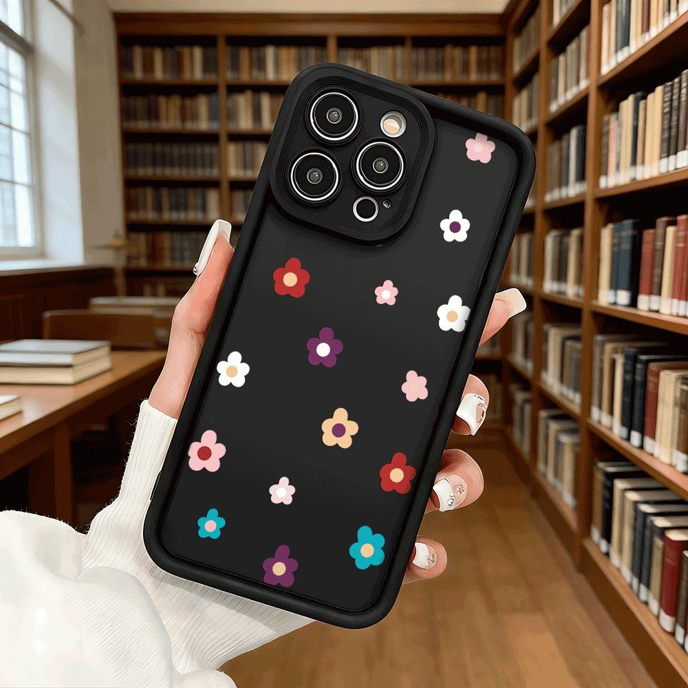 Minimalist Colorful Flowers Soft TPU Phone Case for iPhone 17 16 15 14 13 12 11 Pro Max Plus Shockproof Anti-Slip Cover