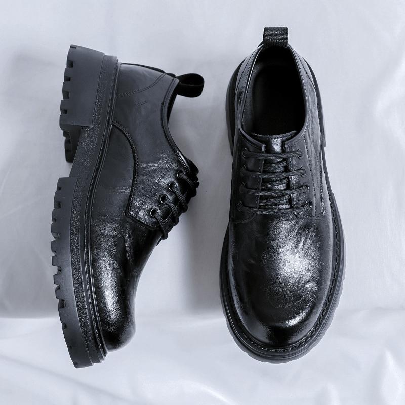 Mens Platform Leather Shoes 2024 Casual Formal Dress Loafers Breathable Soft Flats for Male Non Slip Driving Office Work Shoes