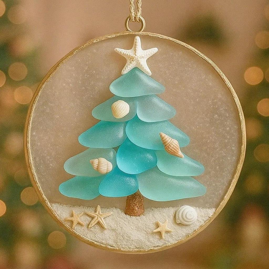 Coastal Christmas Ornaments Acrylic Christmas Coastal Ornament Beach Themed Pendant For Window Wall Living Room Holiday Home