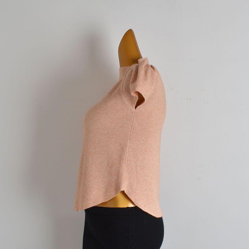 Puff sleeve Short sleeve knit T-shirt Women clothes Shoulder Short Top Versatile Elegant Slimming Summer and Autumn Bottoming Shirt