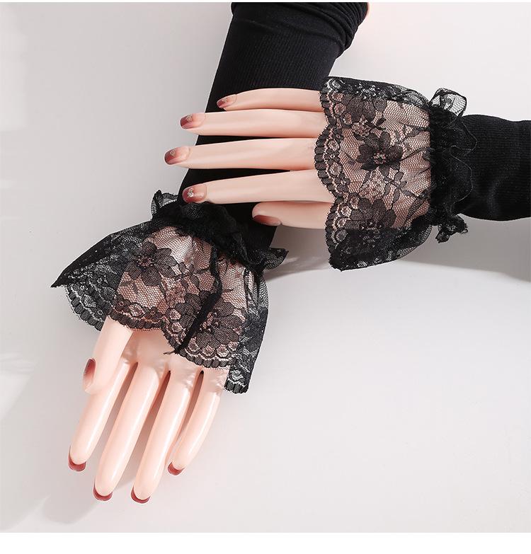 Women's Summer Sun Protection Lace-Edged Arm Sleeves for Cycling