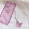 Y2k Girl Heart Butterflies Tassels Pendant Crystal Acrylic Bead Keychain Sweet Car Bag Accessory Phone Shell Pendant
