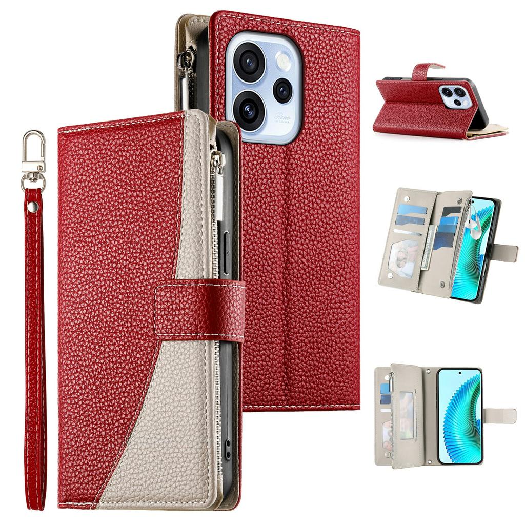 Für Oppo Reno15 F 5G Hülle Reißverschluss Geldbörse Farbverlauf Leder Klapphandyhülle mit Trageband