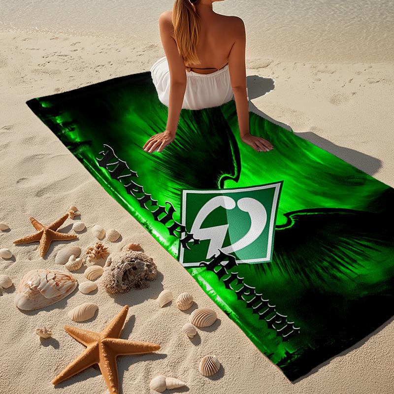 1PC Green Bremen Pattern Beach Towel - Soft, Absorbent Microfiber, Lightweight, Ideal for The Beach, Parties, Travel, Camping fan gifts
