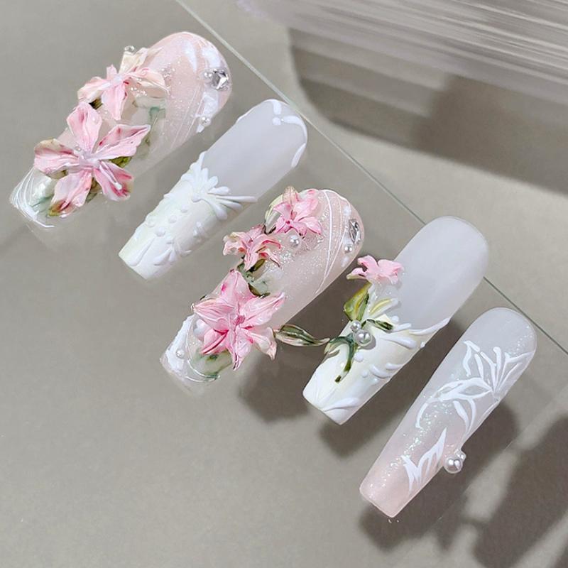 Flowers Rose Tulip Nail Silicone Relief Nail Art Mold Nail Salon Manicure Tool DIY Nail Decoration Accessories