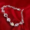 925 Sterling Silver Elegant Charm Heart Bracelets Chain Beautiful Crystal Stone Drop Jewelry Fashion For Women Wedding Lady Cute